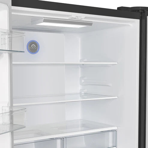 FORNO Espresso Moena 36" 19.2 cu. ft. Refrigerator with Ice Maker in Black with Antique Brass Handles, FFRBI1820-36BLK