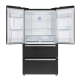 FORNO Espresso Moena 36" 19.2 cu. ft. Refrigerator with Ice Maker in Black with Antique Brass Handles, FFRBI1820-36BLK