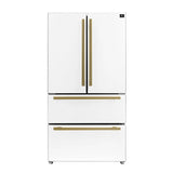 FORNO Espresso Moena 36" 19.2 cu. ft. Refrigerator with Ice Maker in White with Silver Handles, FFRBI1820-36WHT