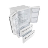 FORNO Espresso Moena 36" 19.2 cu. ft. Refrigerator with Ice Maker in White with Antique Brass Handles, FFRBI1820-36WHT