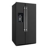 FORNO Espresso Salerno 36" 20 cu. ft. Side-By-Side Refrigerator with Water and Ice Dispenser in Black with Antique Brass Handles