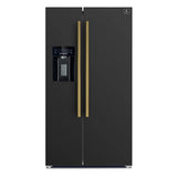 FORNO Espresso Salerno 36" 20 cu. ft. Side-By-Side Refrigerator with Water and Ice Dispenser in Black with Silver Handles