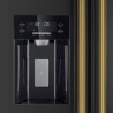FORNO Espresso Salerno 36" 20 cu. ft. Side-By-Side Refrigerator with Water and Ice Dispenser in Black with Antique Brass Handles