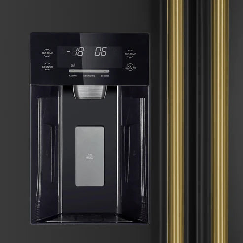 FORNO Espresso Salerno 36" 20 cu. ft. Side-By-Side Refrigerator with Water and Ice Dispenser in Black with Silver Handles