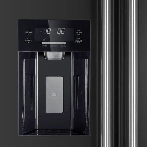 FORNO Espresso Salerno 36" 20 cu. ft. Side-By-Side Refrigerator with Water and Ice Dispenser in Black with Antique Brass Handles