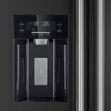 FORNO Espresso Salerno 36" 20 cu. ft. Side-By-Side Refrigerator with Water and Ice Dispenser in Black with Antique Brass Handles