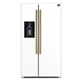 FORNO Espresso Salerno 36" 20 cu. ft. Side-By-Side Refrigerator with Water and Ice Dispenser in White with Silver Handles