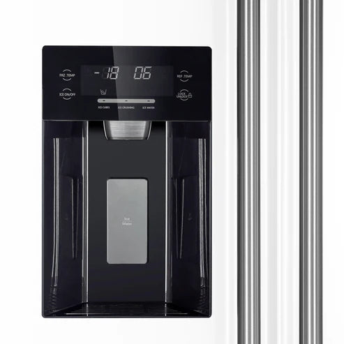 FORNO Espresso Salerno 36" 20 cu. ft. Side-By-Side Refrigerator with Water and Ice Dispenser in White with Antique Brass Handles