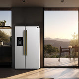 FORNO Espresso Salerno 36" 20 cu. ft. Side-By-Side Refrigerator with Water and Ice Dispenser in White with Silver Handles