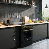 FORNO Paolo 30" 4.38 cu. ft. Freestanding Electric Range in Black with Antique Brass Handles, FFSEL6011-30BLK