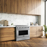 FORNO Paolo 36" 5.44 cu. ft. Freestanding Electric Range with True Convection Oven in Stainless Steel, FFSEL6011-36