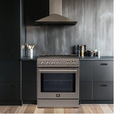 FORNO Espresso Leonardo 30" 5 cu. ft. Electric Range in Stainless Steel with Silver Handles, FFSEL6012-30