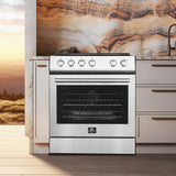 FORNO Espresso Leonardo 30" 5 cu. ft. Electric Range in Stainless Steel with Silver Handles, FFSEL6012-30
