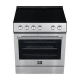 FORNO Espresso Leonardo 30" 5 cu. ft. Electric Range in Stainless Steel with Silver Handles, FFSEL6012-30
