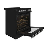 FORNO Espresso Leonardo 30" 5 cu. ft. Electric Range in Black with Antique Brass Handles, FFSEL6012-30BLK