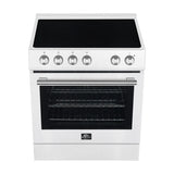 FORNO Espresso Leonardo 30" 5 cu. ft. Electric Range in White with Silver Handles, FFSEL6012-30WHT