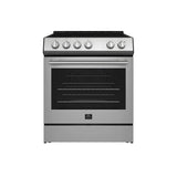 FORNO Espresso Leonardo 30" 5 cu. ft. Electric Range in Stainless Steel with Silver Handles, FFSEL6012-30