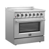 FORNO Galiano 36" 5.36 cu. ft. Freestanding Electric Range with 5 Elements in Stainless Steel, FFSEL6083-36