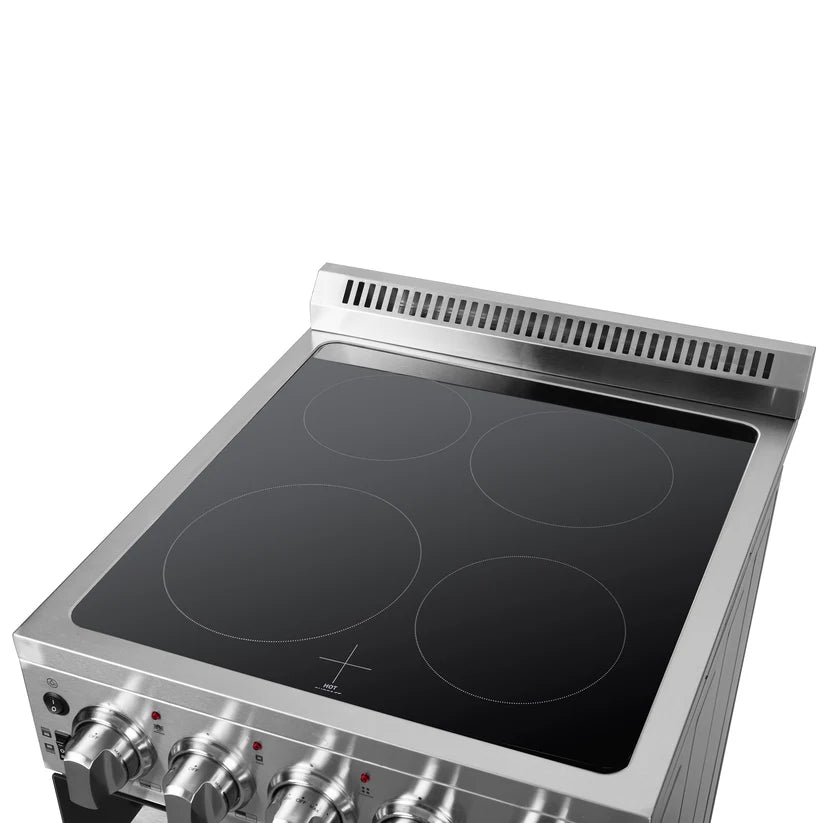 FORNO Loiano 24" 2.3 cu. ft. Freestanding Electric Range with 4 Element Burners in Stainless Steel, FFSEL6069-24