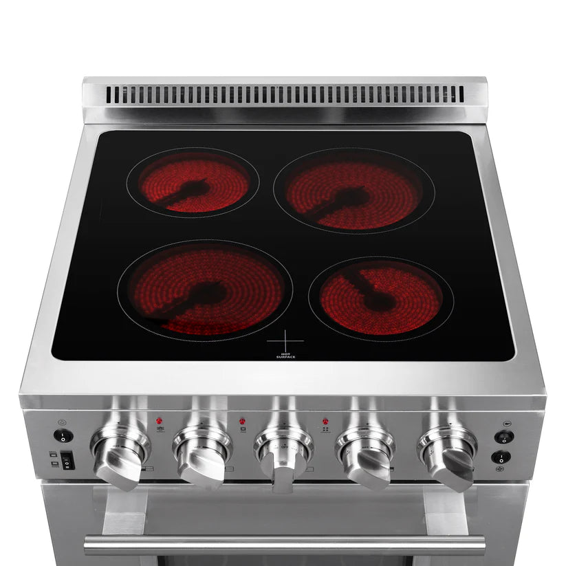 FORNO Loiano 24" 2.3 cu. ft. Freestanding Electric Range with 4 Element Burners in Stainless Steel, FFSEL6069-24