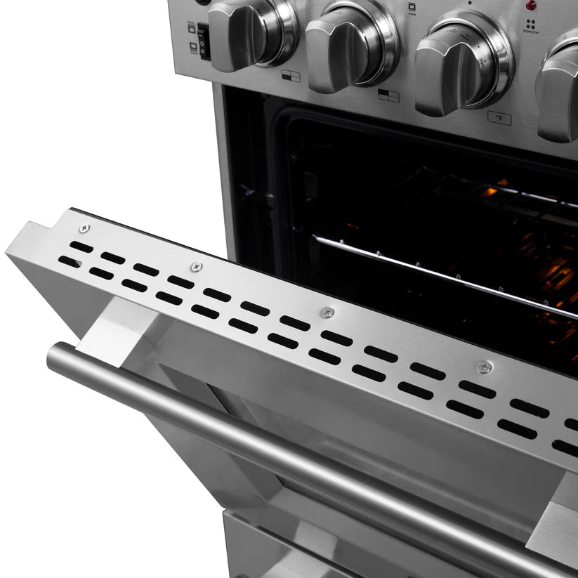 FORNO Loiano 24" 2.3 cu. ft. Freestanding Electric Range with 4 Element Burners in Stainless Steel, FFSEL6069-24