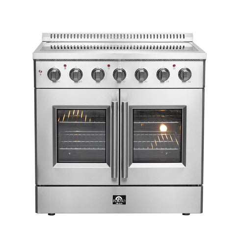 FORNO Galiano 36" 5.36 cu. ft. Freestanding Electric Range with French Door in Stainless Steel, FFSEL6917-36