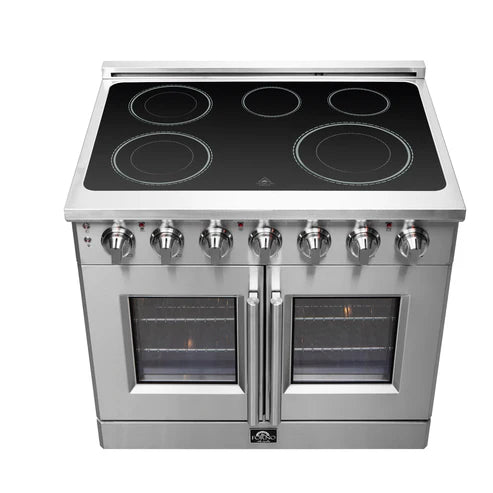 FORNO Massimo 36" 5.36 cu. ft. Freestanding French Door Electric Range with 5 Elements, FFSEL6955-36