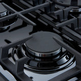 FORNO Espresso Leonardo 30" 5 cu. ft. Gas Range in Black with Antique Brass Handles, FFSGS1116-30BLK