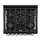 FORNO Espresso Leonardo 30" 5 cu. ft. Gas Range in Black with Antique Brass Handles, FFSGS1116-30BLK