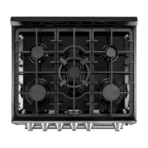FORNO Espresso Leonardo 30" 5 cu. ft. Gas Range in Black with Silver Handles, FFSGS1116-30BLK