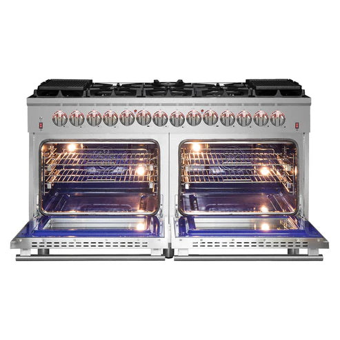 FORNO Massimo 60″ 8.64 cu. ft. Freestanding Dual Fuel Range with 10 Burners, FFSGS6125-60
