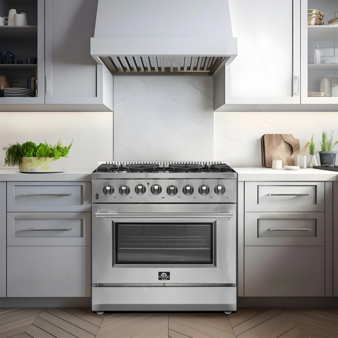 FORNO Appliance Package - 36" Dual Fuel Range, Dishwasher, 36" Refrigerator, FBDL-004-02CAUS