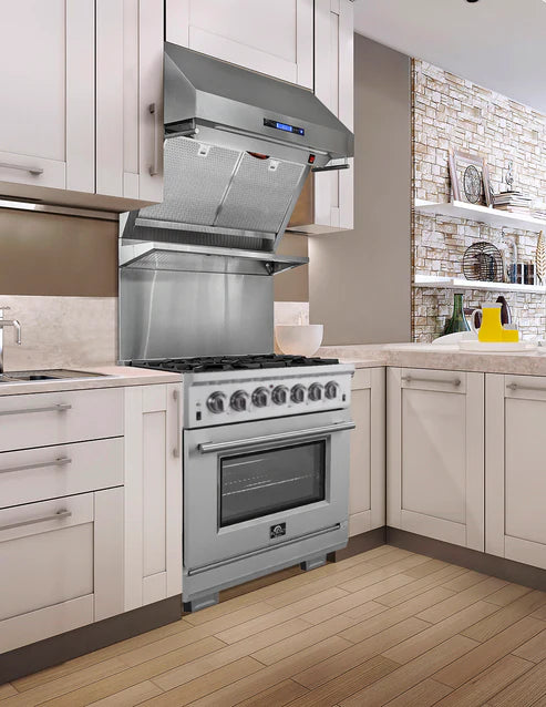 FORNO Capriasca 30" 4.32 cu. ft. Dual Fuel Range with 5 Italian Burners in Stainless Steel, FFSGS6187-30