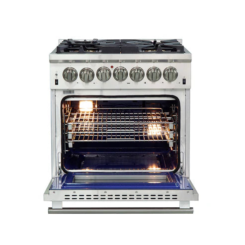 FORNO Capriasca 30" 4.32 cu. ft. Dual Fuel Range with 5 Italian Burners in Stainless Steel, FFSGS6187-30