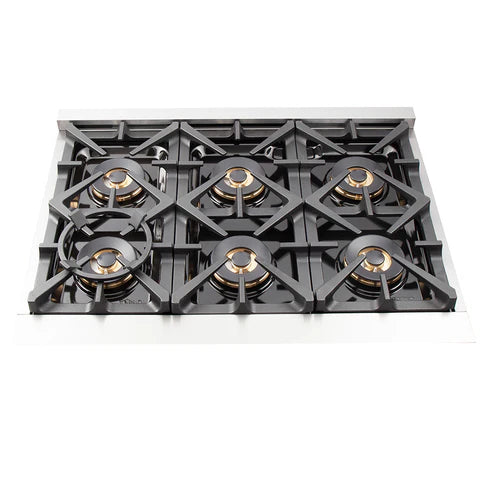 FORNO Capriasca 36" 5.36 cu. ft. Dual Fuel Range with 6 Italian Burners in Stainless Steel, FFSGS6187-36