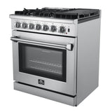 FORNO Lazio 30" 4.32 cu. ft. Dual Fuel Range with 5 Italian Burners in Stainless Steel, FFSGS6196-30