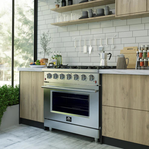 FORNO Massimo 36" 5.36 cu. ft. Freestanding Gas Range with 6 Burners, FFSGS6239-36