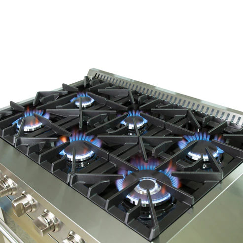 FORNO Galiano 36" 5.36 cu. ft. Gas Range with 6 Italian Burners in Stainless Steel, FFSGS6244-36