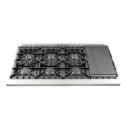 FORNO Galiano 48" 6.58 cu. ft. Gas Range with 8 Italian Burners in Stainless Steel, FFSGS6244-48