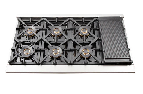 FORNO Capriasca 48″ 6.58 cu. ft. Gas Range with 8 Italian Burners in Stainless Steel, FFSGS6260-48