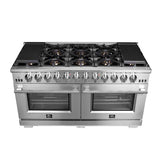 FORNO Capriasca 60″ 8.64 cu. ft. Gas Range with 10 Italian Burners in Stainless Steel, FFSGS6260-60