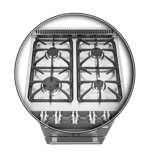 FORNO Breno 24" 2.3 cu. ft. Freestanding Gas Range with 4 Sealed Burners in Stainless Steel, FFSGS6272-24