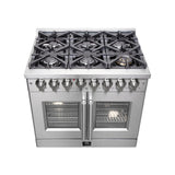 FORNO Massimo 36" 5.36 cu. ft. Freestanding French Door Dual Fuel Range with 6 Burners, FFSGS6325-36