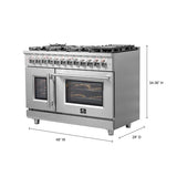 FORNO Massimo 48″ Freestanding French Door Dual Fuel Range with 8 Burners, FFSGS6325-48