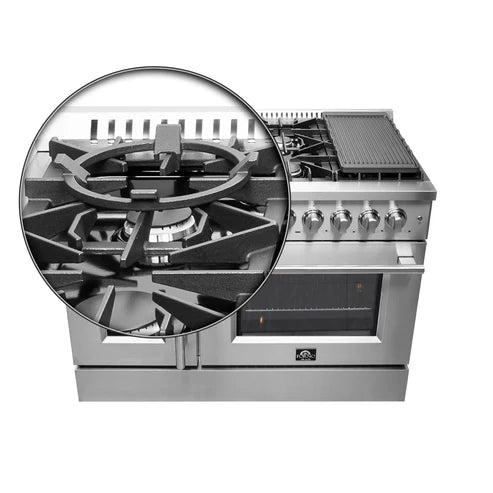 FORNO Galiano 48" 6.58 cu. ft. Dual Fuel Range with French Door in Stainless Steel, FFSGS6356-48