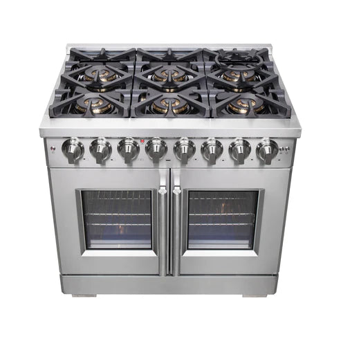 FORNO Capriasca 36" 5.36 cu. ft. Dual Fuel Range with French Door and 6 Sealed Burners, FFSGS6387-36