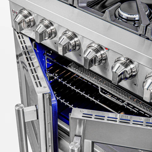 FORNO Massimo 36" 5.36 cu. ft. Freestanding French Door Gas Range with 6 Burners, FFSGS6439-36