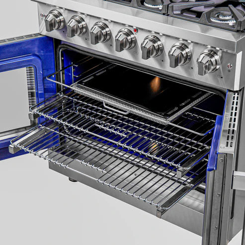 FORNO Massimo 36" 5.36 cu. ft. Freestanding French Door Gas Range with 6 Burners, FFSGS6439-36