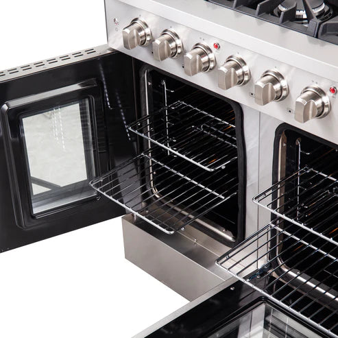 FORNO Galiano 48" 6.58 cu. ft. Freestanding Gas Range with French Door and 8 Burners, FFSGS6444-48