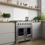 FORNO Capriasca 36" 5.36 cu. ft. Professional Gas Range with French Door and 6 Sealed Burners, FFSGS6460-36